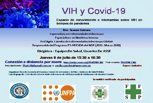 120 trabajadores y usuarios de la Administración de Servicios de Salud del Estado (ASSE) de Paysandú, Salto, Artigas, Soriano y Rocha participaron en espacio virtual de conocimiento e información sobre el VIH en tiempos de la pandemia del COVID-19