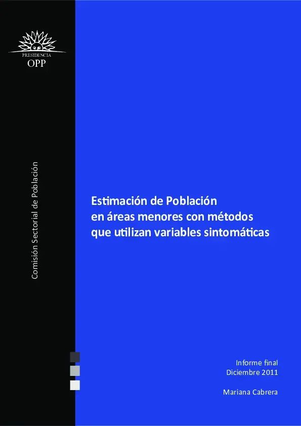 Estimación de Población en áreas menores con métodos que utilizan variables sintomáticas