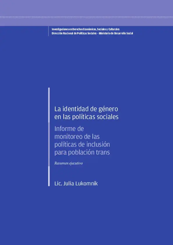 Resumen Ejecutivo: La identidad de género en las políticas sociales