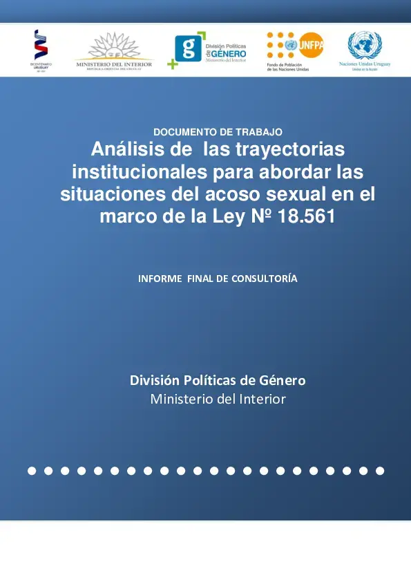 Análisis de las trayectorias institucionales para abordar las situaciones del acoso sexual en el marco de la Ley Nº 18.561